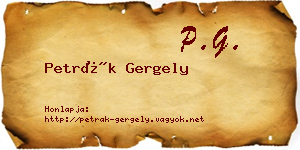 Petrák Gergely névjegykártya