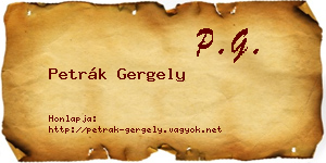 Petrák Gergely névjegykártya